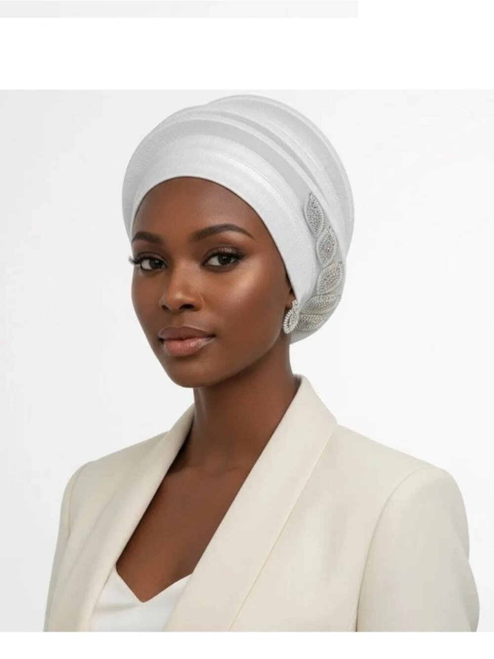 Fascinator Formal Silver Dazzling Structured Turban